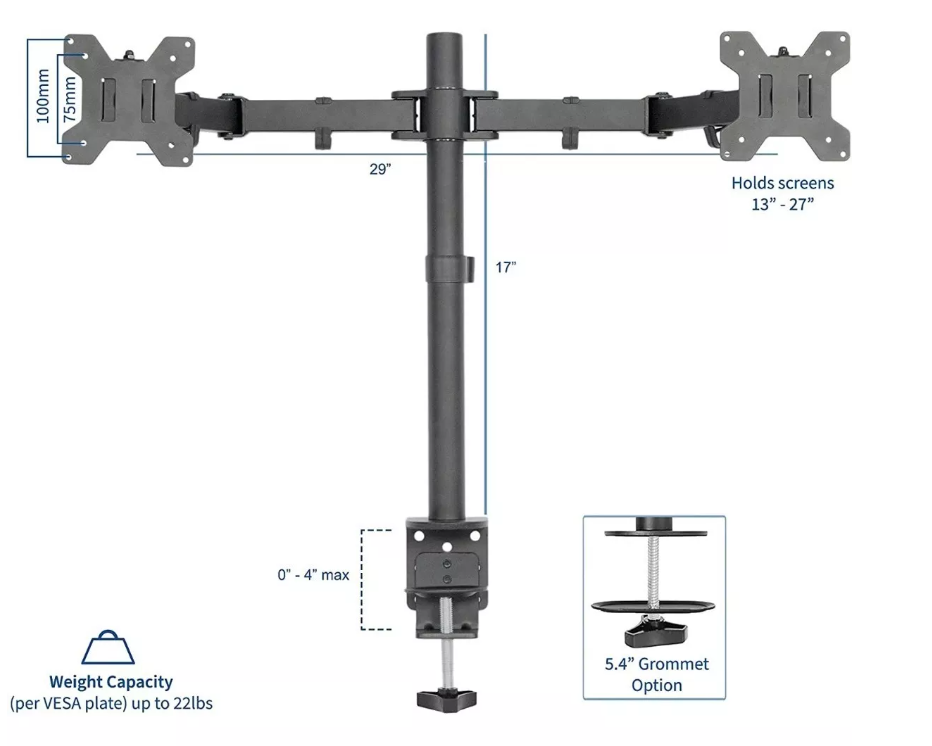 Soporte Doble para Monitores de 13" a 27" – LinkOn