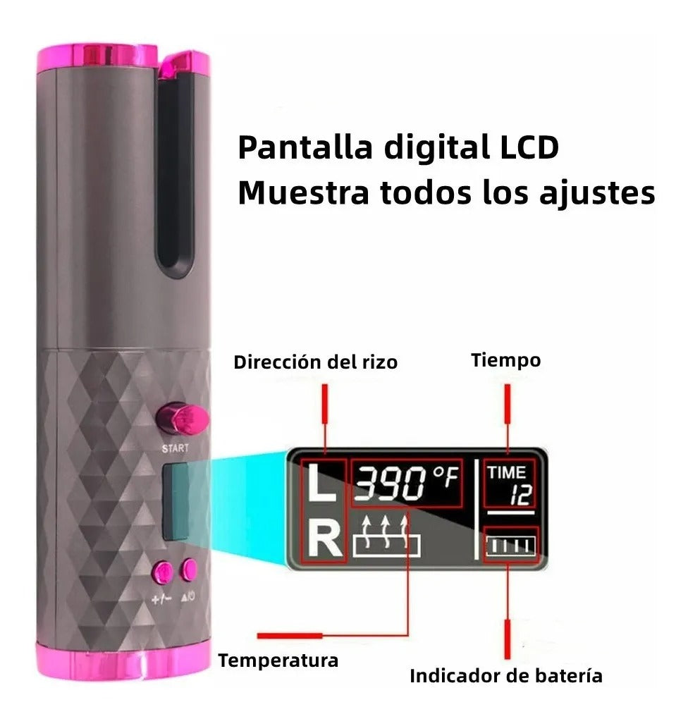 Rizador de Pelo Automático Inalámbrico – LCD + USB Inteligente