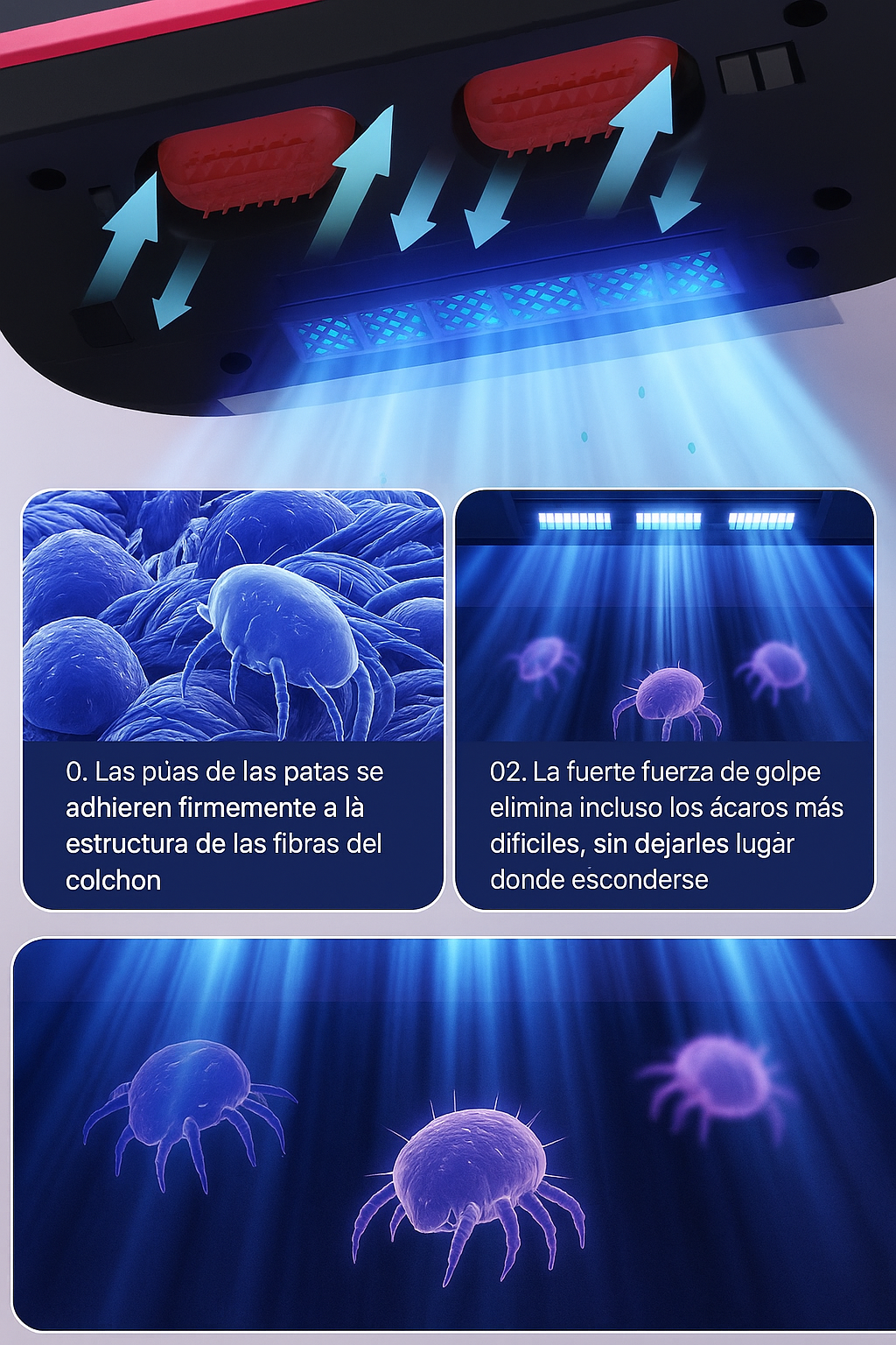 Aspirador Anti-ácaros para Colchones y Sofás