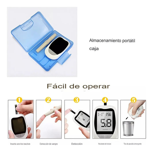 Glucómetro Digital + 50 Tiras Reactivas y Lancetas